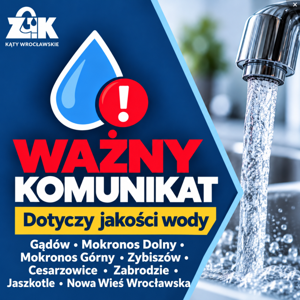 Komunikat dotyczący zastępczego zaopatrzenia w wodę.